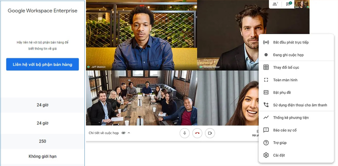 Gói phần mềm họp trực tuyến Google Meet Enterprise