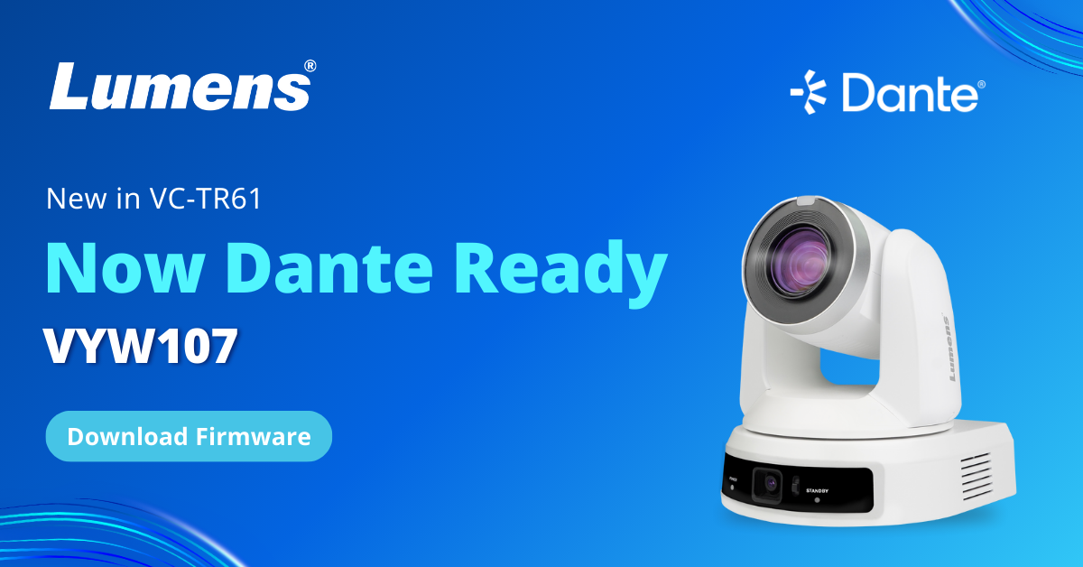 Lumens nâng cấp camera PTZ kép 4K VC-TR61 – bổ sung Dante, PIP và tính năng chuyển nguồn thông minh