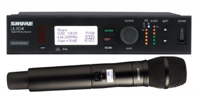 Bộ thu kỹ thuật số và bộ phát đôi kèm micro không dây cầm tay Shure ULXD24/KSM9