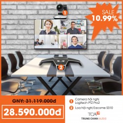 COMBO: Camera hội nghị Logitech PTZ Pro2, Loa hội nghị Eacome S310