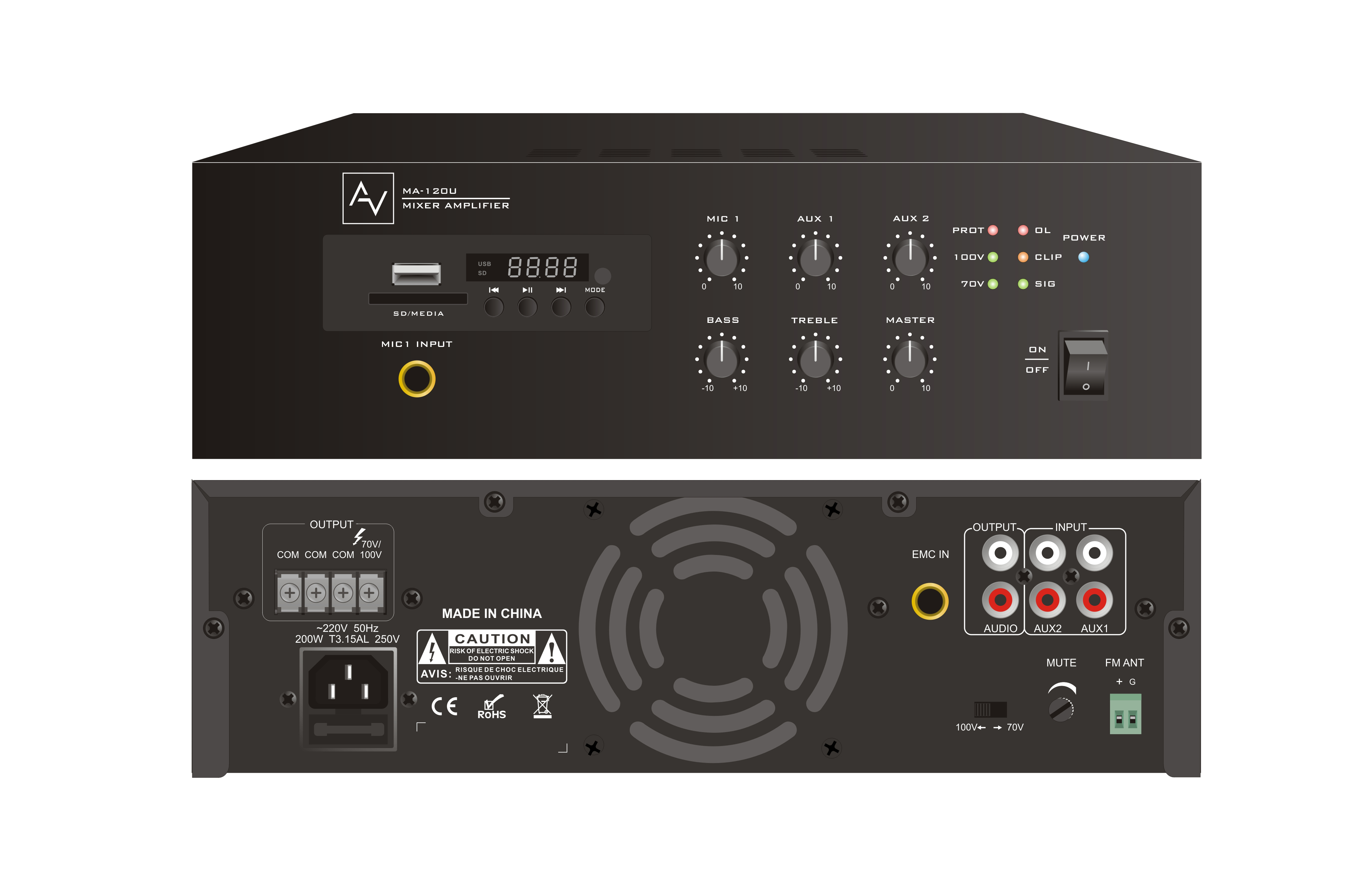 Mixer Amplifier 120W AV MA-120U